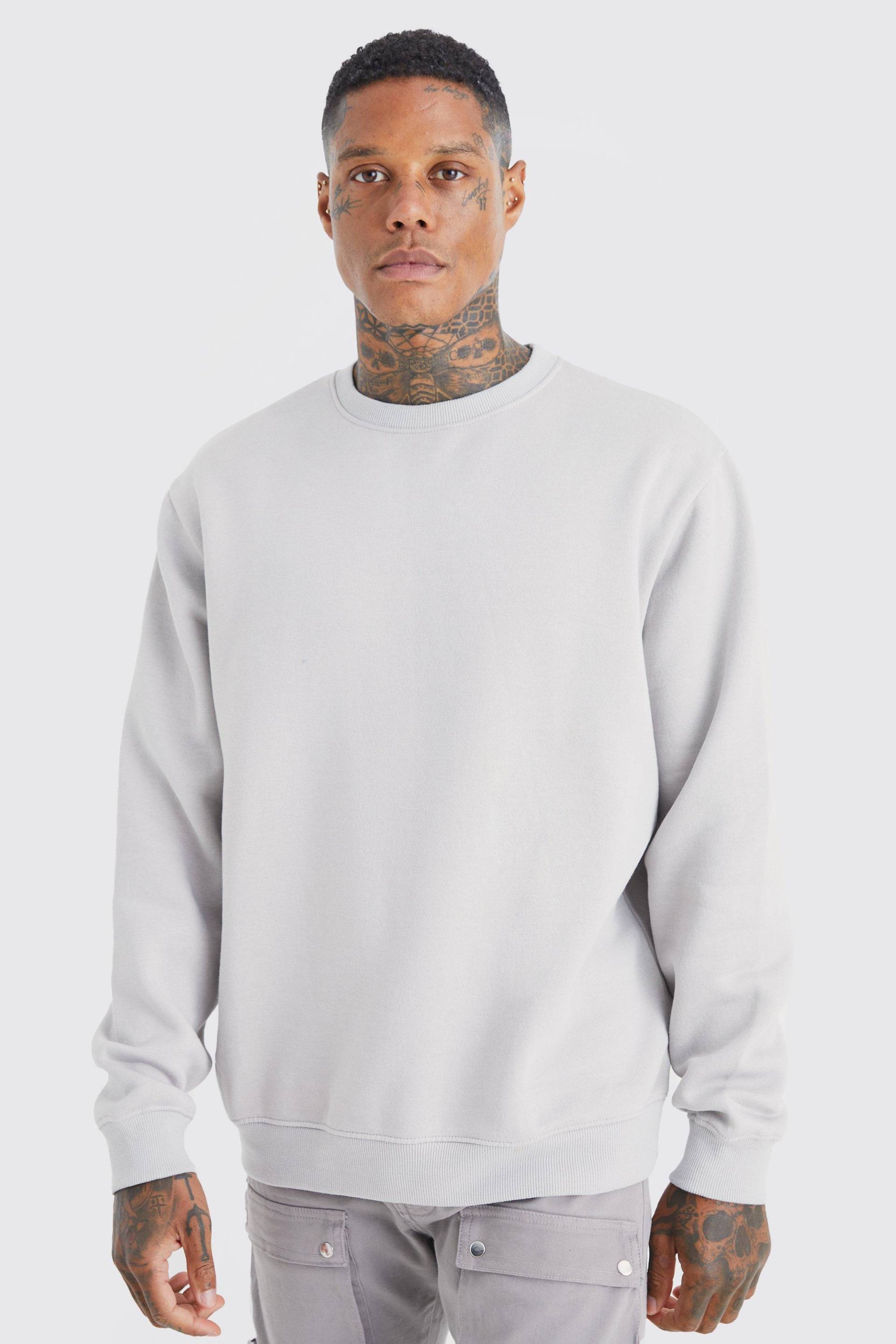 Mens Basic Rundhals-Sweatshirt - Grau - M, Grau von boohooman