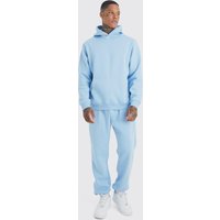 Mens Basic Trainingsanzug mit Kapuze - Blau - L, Blau von boohooman