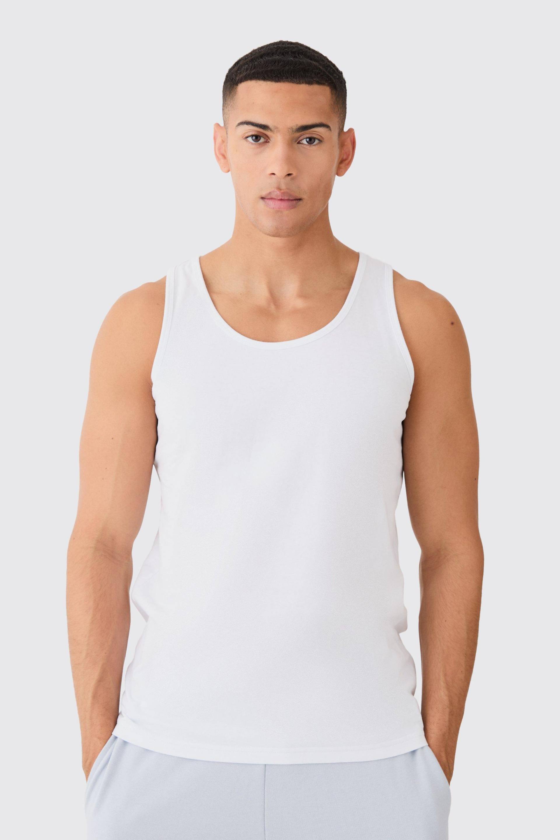 Mens Basic Vest - Weiß - L, Weiß von boohooman