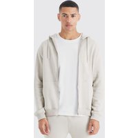 Mens Basic Hoodie mit Reißverschluss - Beige - XL, Beige von boohooman