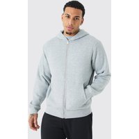 Mens Basic Zip Through Hoodie - Grau - M, Grau von boohooman