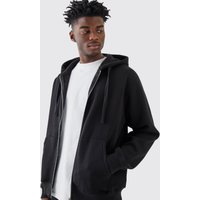 Mens Basic Zip Through Hoodie - Schwarz - S, Schwarz von boohooman