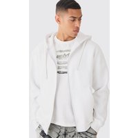 Mens Basic Zip Through Hoodie - Weiß - S, Weiß von boohooman