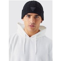 Mens Beanie mit Logo - Schwarz - ONE SIZE, Schwarz von boohooman