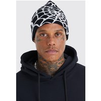Beanie mit Spinnennetz - Schwarz - ONE SIZE, Schwarz von boohooman