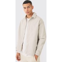 Mens Bestickte Twill Coach-Jacke - Grau - M, Grau von boohooman