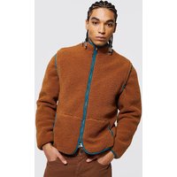 Mens Borg-Jacke mit abnehmbaren Ärmeln - Beige - M, Beige von boohooman