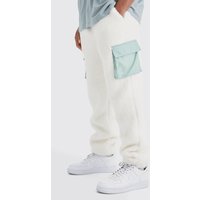 Mens Borg-Jogginghose mit Nylon Cargo-Taschen - Grün - L, Grün von boohooman