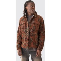 Mens Borg Patch Pocket Tonal Paisley Overshirt - Braun - L, Braun von boohooman