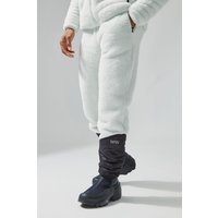 Mens Lockere Borg-Jogginghose mit elastischen Bündchen - Grau - M, Grau von boohooman