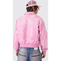 Kastige Bomberjacke mit Kragen - Rosa - XS, Rosa Kastige Bomberjacke mit Kragen - Rosa - XS, Rosa von boohooman