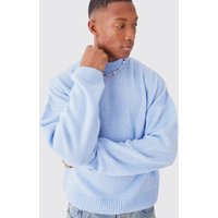 Mens Kastiger Strickpullover - Blau - L, Blau von boohooman