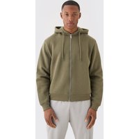 Mens Boxy Fit Zip Through Hoodie - Grün - XL, Grün von boohooman