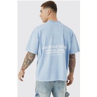 Mens Kastiges T-Shirt mit Print - Blau - M, Blau von boohooman