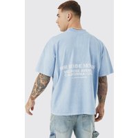 Kastiges T-Shirt mit Print - Blau - XS, Blau Kastiges T-Shirt mit Print - Blau - XS, Blau von boohooman