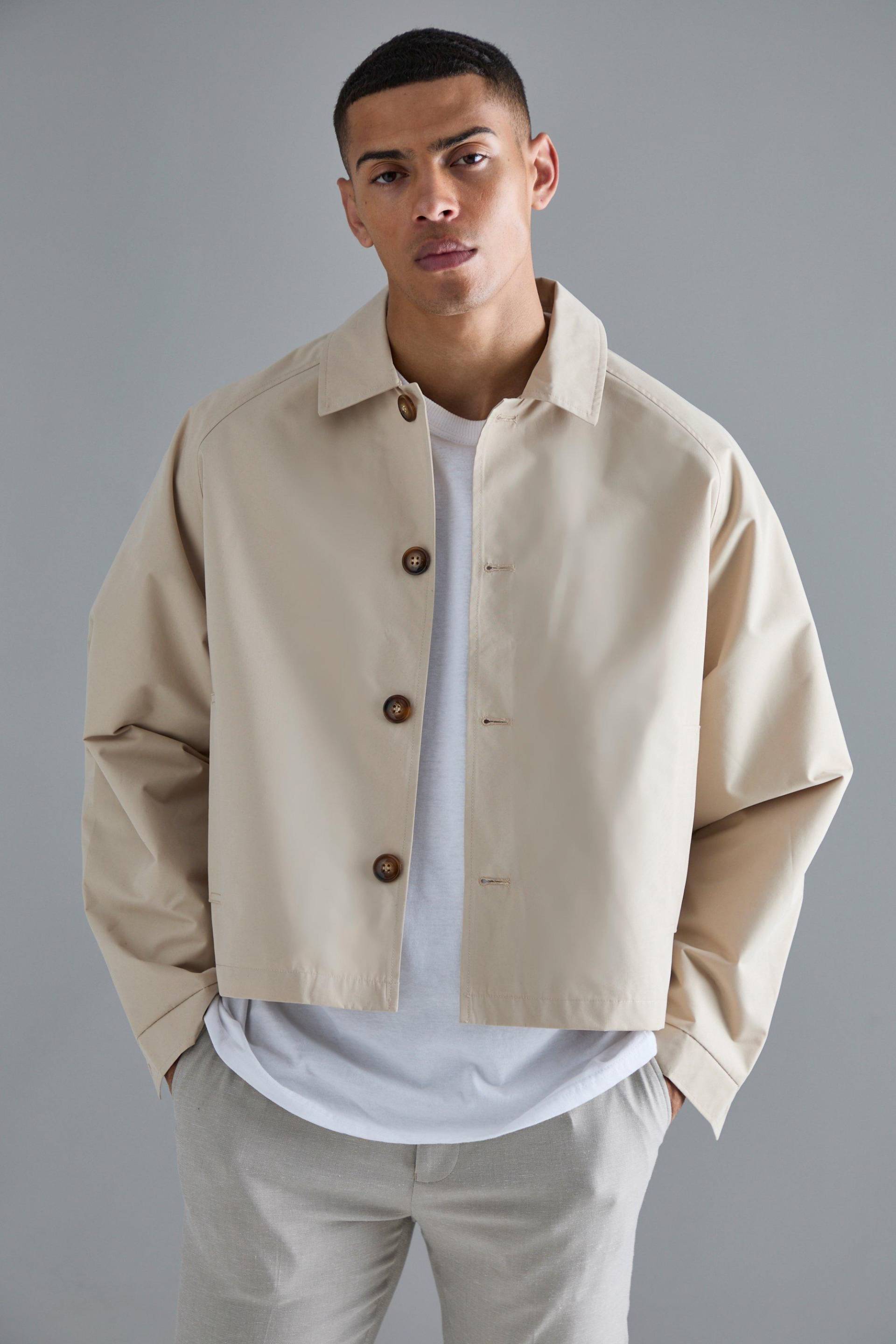 Mens Boxy Oversized Trench Coat - Beige - M, Beige von boohooman