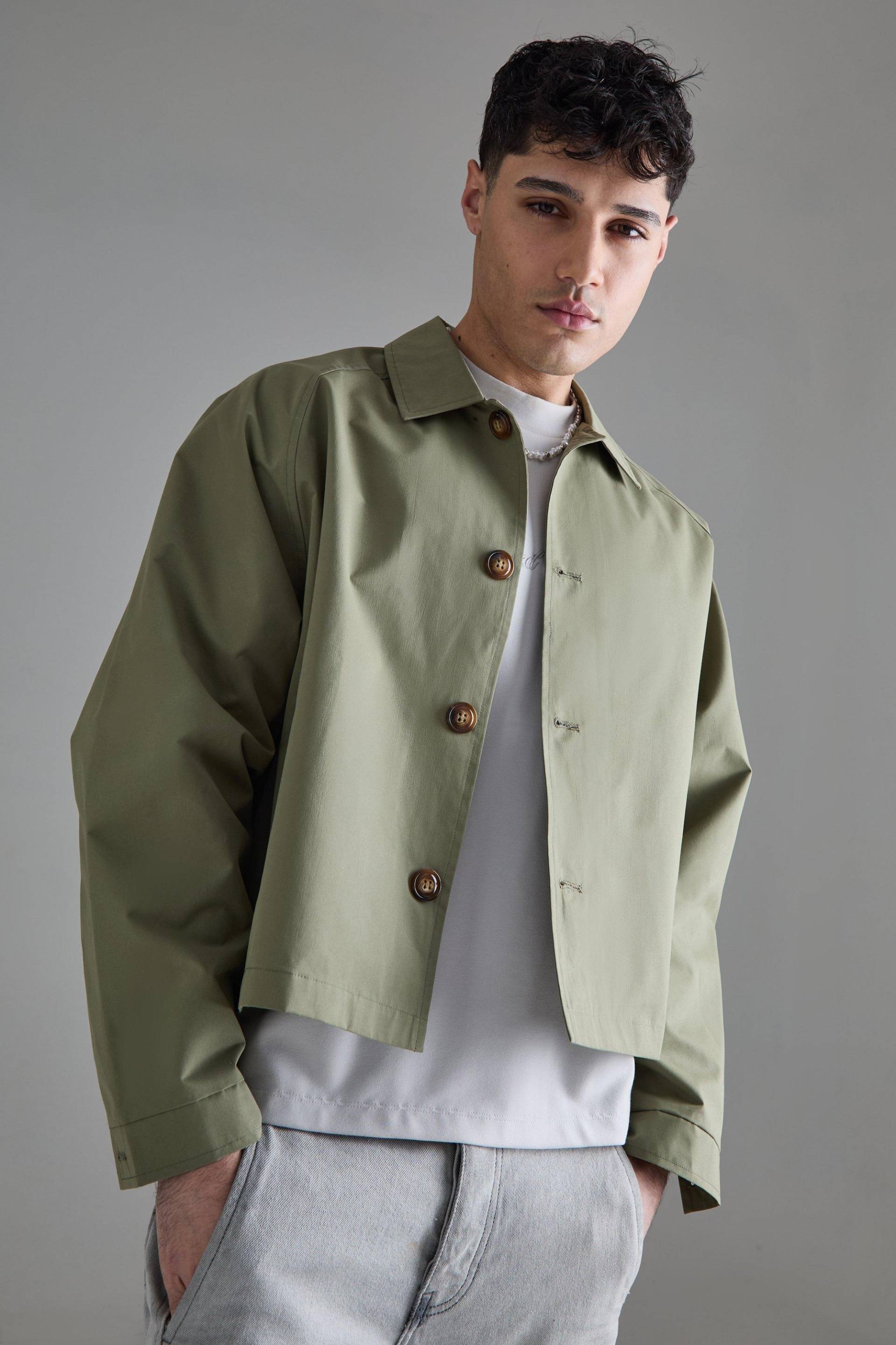 Kastiger Oversize Trenchcoat - Khaki - L, Khaki von boohooman