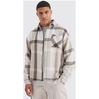 Mens Kastiges kariertes Overshirt mit geteiltem Saum - Mehrfarbig - XL, Mehrfarbig von boohooman