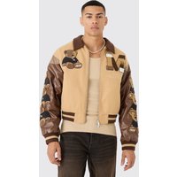 Mens Kastige Teddy-Jacke mit Kragen - Beige - L, Beige von boohooman