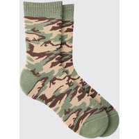 Mens Camo Print Socks - Grün - ONE SIZE, Grün von boohooman