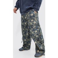 Mens Camouflage Cargo-Hose mit elastischem Bund und weitem Bein - Tarnfarben - S, Tarnfarben von boohooman