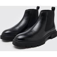 Mens Chelsea-Stiefel - Schwarz - 44, Schwarz von boohooman