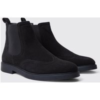 Mens Chelsea-Stiefel aus Wildlederimitat - Schwarz - 43, Schwarz von boohooman