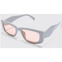 Mens Chunky Angled Frame Sunglasses In Grey - Grau - ONE SIZE, Grau von boohooman