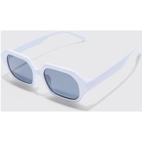 Mens Chunky Hexagonal Sunglasses In White - Weiß - ONE SIZE, Weiß von boohooman