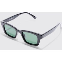 Mens Chunky Plastic Green Lens Sunglasses In Black - Schwarz - ONE SIZE, Schwarz von boohooman