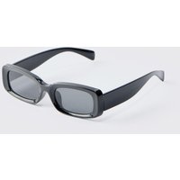 Mens Chunky Plastic Rectangular Sunglasses - Schwarz - ONE SIZE, Schwarz von boohooman