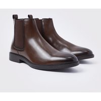 Mens Klassische Kunstleder Chelsea-Stiefel - Braun - 42, Braun von boohooman