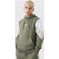 Mens Coloblock Man Hoodie - Khaki - M, Khaki von boohooman