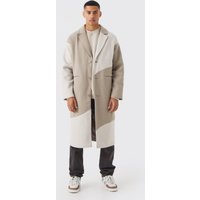 Mens Colorblock Melton Mantel - Grau - S, Grau von boohooman