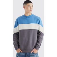 Mens Colorblock Sweatshirt - Blau - S, Blau von boohooman