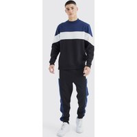 Mens Colorblock Sweatshirt-Trainingsanzug - Blau - XS, Blau von boohooman