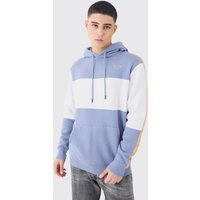 Mens Colour Block Man Tape Hoodie - Blau - M, Blau von boohooman