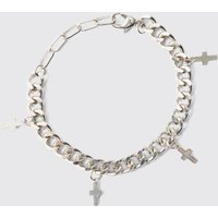 Silbernes Armband mit Kreuz-Anhänger - ONE SIZE, Silber von boohooman
