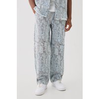 Lockere Jeans mit Denim-Detail - Braun - 34, Braun von boohooman