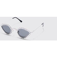 Mens Diamante Oval Sunglasses - Silber - ONE SIZE, Silber von boohooman