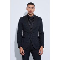 Mens Einreihige Hahnentritt-Jacke - Schwarz - 40, Schwarz von boohooman