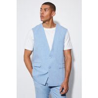 Mens Einreihige Oversize Blazer-Weste - Blau - 42, Blau von boohooman