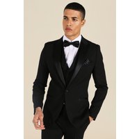 Einreihige Skinny Smoking-Anzugjacke - Schwarz - 40, Schwarz von boohooman