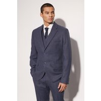 Mens Einreihige Slim-Fit Tweed-Anzugjacke aus Wolle - Blau - 36, Blau von boohooman