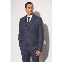 Mens Einreihige Slim-Fit Tweed-Anzugjacke aus Wolle - Blau - 38, Blau von boohooman