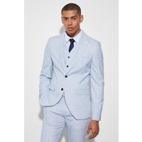 Einreihige karierte Slim-Fit Anzugjacke - Ecru - 40, Ecru von boohooman