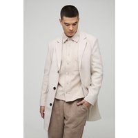 Einreihiger Mantel in Wolloptik - Beige - XS, Beige Einreihiger Mantel in Wolloptik - Beige - XS, Beige von boohooman