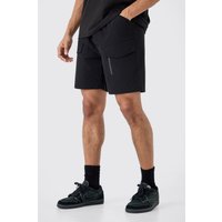 Lockere elastische Lightweight Stretch Cargohose mit Reißverschluss - Schwarz - XS, Schwarz von boohooman