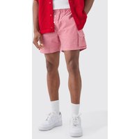 Karierte Shorts in Leinenoptik mit elastischem Bund - Rot - XS, Rot Karierte Shorts in Leinenoptik mit elastischem Bund - Rot - XS, Rot von boohooman