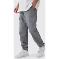 Elastische schmale Ripstop Cargohose - Grau - M, Grau von boohooman